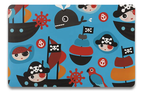 Mantel Individual tapete Rectangular Impreso con diseño PVC Mesa Comedor Textiline, tapetes Lavables Resistentes Fácil de Limpiar para Mesa Cocina Comedor Restaurante (18, Piratas)