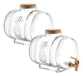 Set 2 Piezas Dispensador De Vidrio Barril Con Llave 5.5 L
