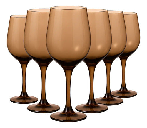 Set 6 Copas vidrio Cristal para Vino Tinto Lav Fame 480ML Color Negro
