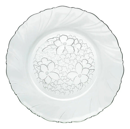 Caja 24 Piezas Plato Hondo De Vidrio Lirios Crist. 610 ml