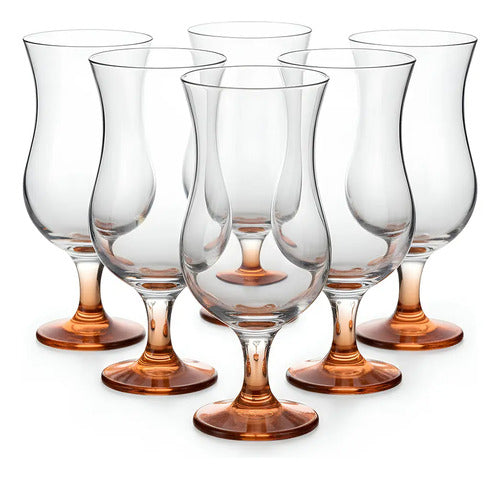 LAV Juego de 6 Copas Cristal Vidrio para Cóctel Huracán Cocktail 470ml (Rojo)