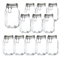 Caja 12 Piezas Brocal De Vidrio Quadra Clip Anillo Blanco 1500ml