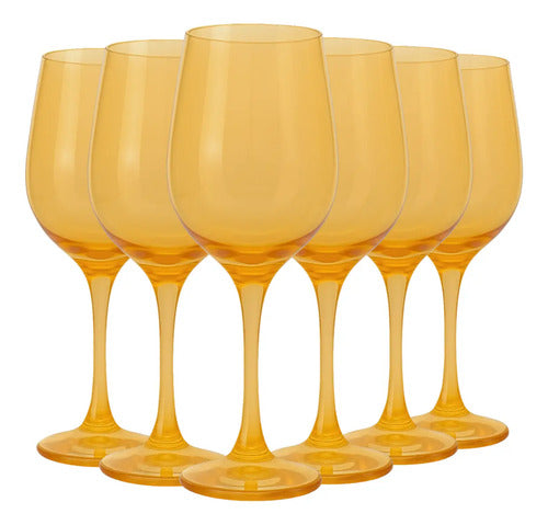 Set 6 Copas vidrio Cristal para Vino Tinto Lav Fame 480ML Color Naranja