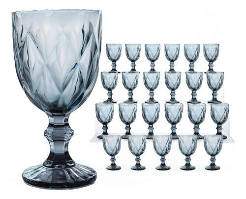 Copas De Vidrio Azul Cobalto Cristal 24 Piezas 245 Ml