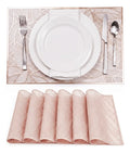 Mantel Individual tapete rectangular Mesa Comedor PVC, tapetes Lavables Resistentes Fácil de Limpiar para Mesa Cocina Comedor Restaurante (18, Rosa Gold)