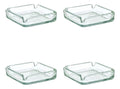 Set 4 Piezas Cenicero Cuadrado De Vidrio Liso