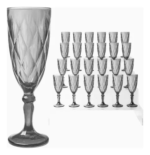 Copas de Vidrio Humo Cristal 24 Piezas