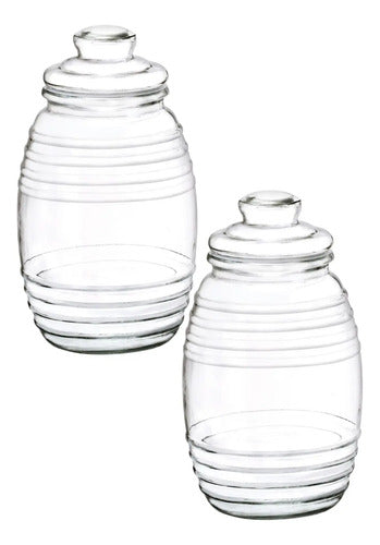 Set 2 Piezas Brocal De Vidrio Tarrito de Vidrio 2Lt c/Tapa 1.8 L
