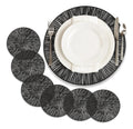 Set 6 piezas Manteles Individuales Redondos 38 cm Tapete Mesa Comedor PVC Color Negro