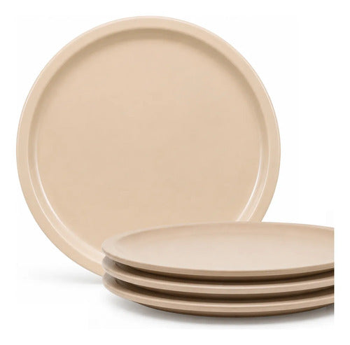 Set 4pz Plato Vajilla Melamina Trinche Postre Pan Beige 27 Cm