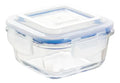 Set 4 Contenedor Hermético De Vidrio Cuadrado Chico 320 Ml