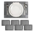 Mantel Individual tapete Rectangular Mesa Comedor Textiline, tapetes Lavables Resistentes Fácil de Limpiar para Mesa Cocina Comedor Restaurante (6, Gris)