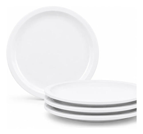 Set 4pz Plato Vajilla Melamina Trinche Postre Pan Blanco 25cm