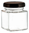 Caja 72 Piezas Frasco Mini Cuadrado C/tapa Negra 70 Ml Cristalino