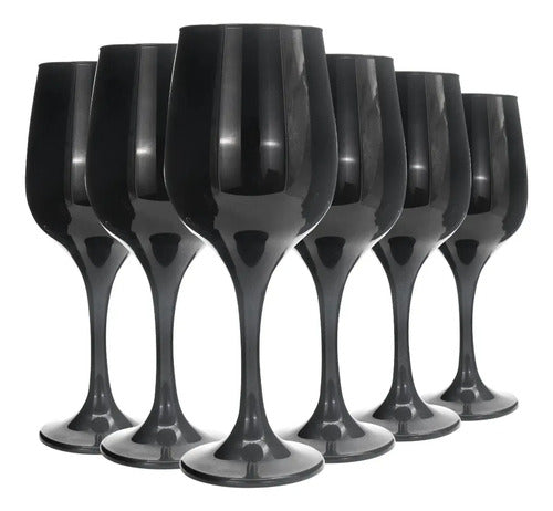 Set 6 Copas vidrio Cristal para Vino Tinto Lav Fame 480ML Color Negro