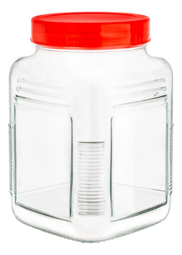Brocal De Vidrio Cuadrado C/tapa Plástico 1.5 L