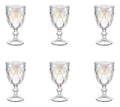 Juego 6 Copas De Color Vino Cristal Vidrio Labrado 245 Ml