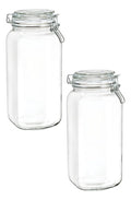 Set 2 Piezas Brocal De Vidrio Quadra Clip Chico A. Blanco 2.2 L