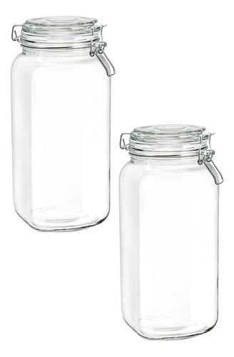 Set 2 Piezas Brocal De Vidrio Quadra Clip Chico A. Blanco 2.2 L