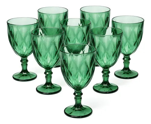 Copas de Vidrio Vino Verdes 8 Piezas