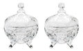 Set 2 Bombonera Azucarera Uvas Vidrio Cristal C/tapa Dulcero