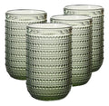 Set Vasos Vidrio Cristal Labrado Polka 420ml Verde/4 Piezas
