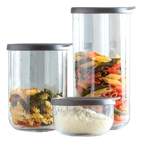 Frascos De Vidrio Recipiente Contenedores Con Tapa Transparente 3 Piezas