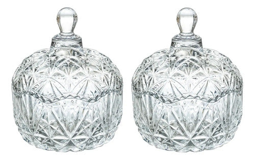 Set 2 Bombonera Dulcero Rocher Vidrio Cristal C/tapa