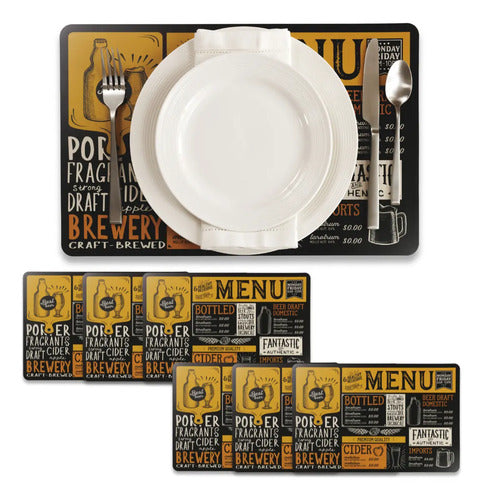 Set 6 Piezas Mantel Individual Tapete Mesa Comedor Polipropileno Vittori