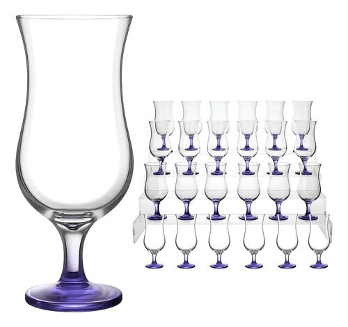 Caja De 24 Copas Huracán De Vidrio Capri De 470 Ml Morado