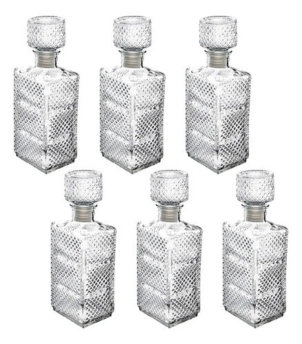 Set 6 Licoreras Decantador Macedonia Vino Vidrio Cristal 1l