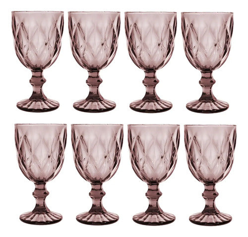 Copas De Vidrio Purpura Cristal 8 Piezas 245 Ml