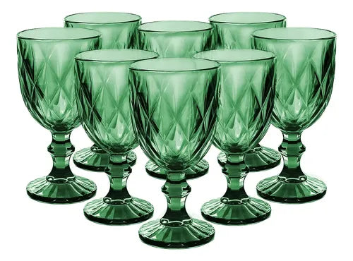 Copas De Vidrio Verdes Cristal 8 Piezas 245 Ml