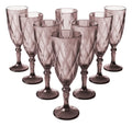 Juego 8 Copas de Vidrio Cristal para Champaña Vino Agua Color Púrpura