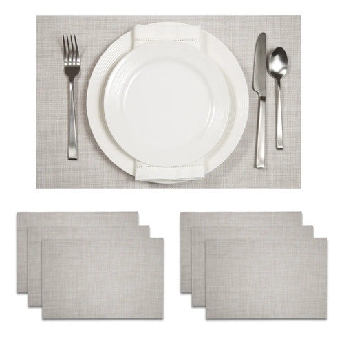 Mantel Individual tapete Rectangular Mesa Comedor Textiline, tapetes Lavables Resistentes Fácil de Limpiar para Mesa Cocina Comedor Restaurante (6, Perla)
