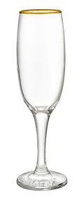 Set 6 Copas Flauta Champagne Lav Filo Oro Empire 220ml Transparente