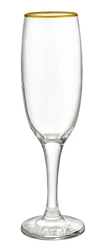 Set 6 Copas Flauta Champagne Lav Filo Oro Empire 220ml Transparente