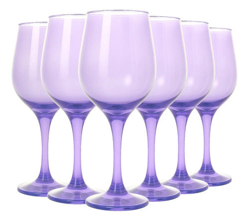 Set 6 Copas vidrio Cristal para Vino Tinto Lav Fame 480ML Color Malva
