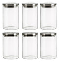 Set 6 Frasco Vidrio C/tapa Metal Presión Almacenamiento 1l Transparente