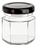 Set 12 Frascos De Cristal Hexagonal C/t Negra 45ml