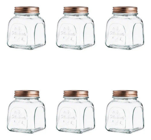 Set 6 Frasco Brocal Vintage Vidrio 500ml Almacenamiento Transparente