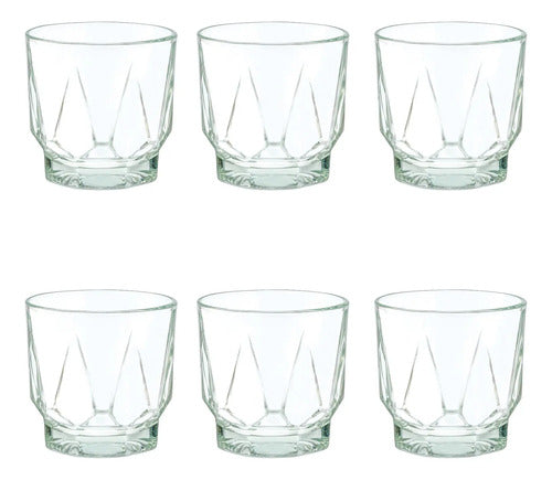 Set 6 Piezas Vaso De Vidrio Whisky Diamante 330 Ml