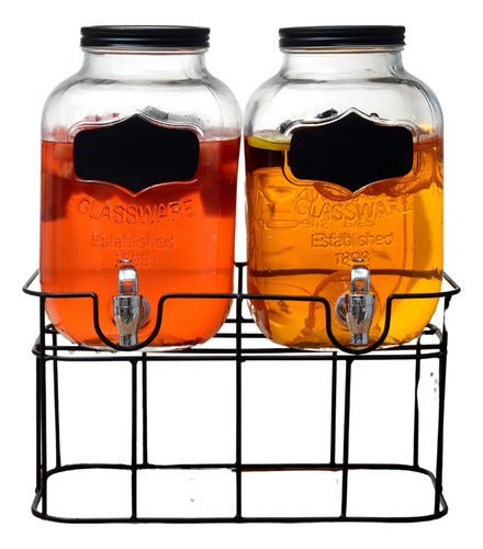 Dispensador De Agua De Vidrio 5 Litros 2 Piezas