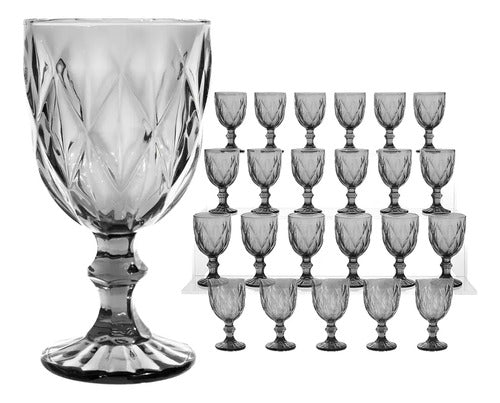 Copas De Vidrio Humo Cristal 24 Piezas 245 Ml