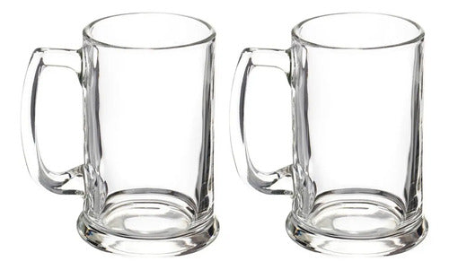 Set 2 Tarros Cerveceros De Vidrio Para Cerveza 400 Ml Transparente