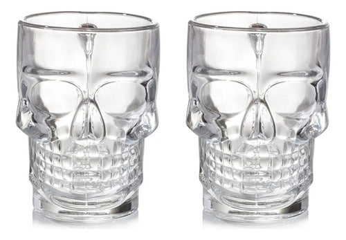 Set 2 Tarros Cerveceros Calavera Vidrio De 500ml Vaso Cráneo Transparente