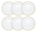 Set 6 Piezas Plato De Vidrio Base Perla Dorado