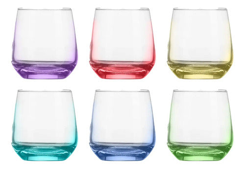 Juego De 6 Tequileros De Colores Gaia Vidrio Cristal 90 Ml Colores Varios