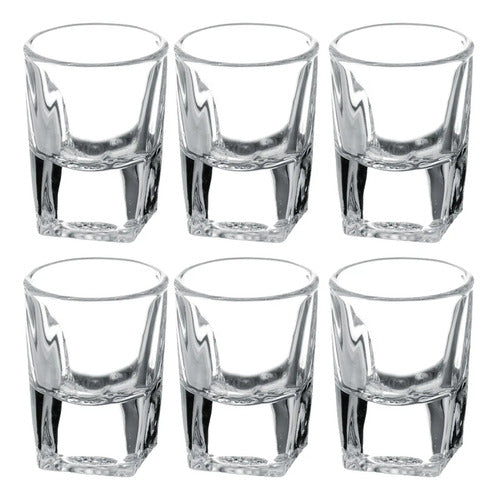 Set 6 Piezas Tequilero De Vidrio Mini Cuadrado 15 Ml