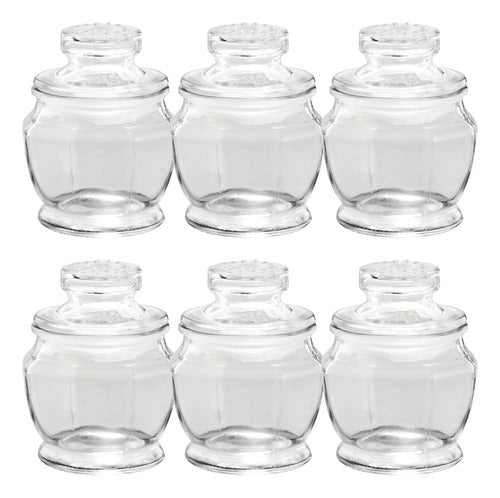Set 6 Frascos Hermético Vidrio Octagonal T/presión 180 Ml